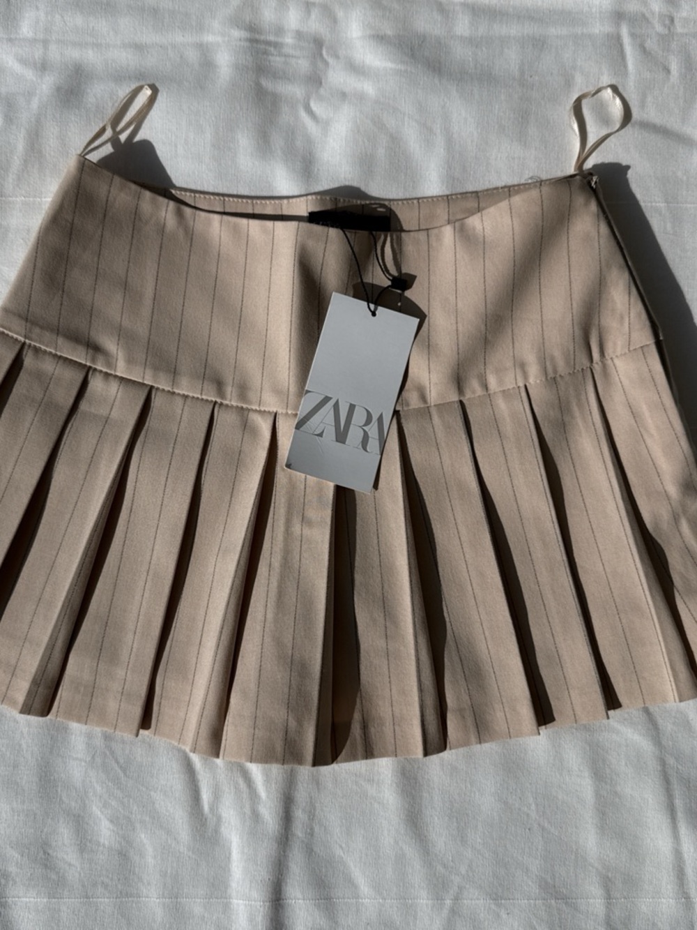 ZARA Neutral Beige Pleated Mini Skort